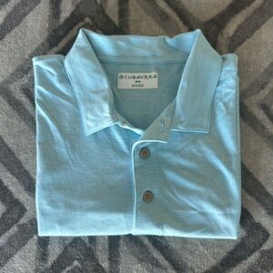 Cubavera Men's Performance Golf Polo Light Aqua Blue